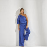One shoulder blouse - Bic blauw