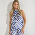 Haltertop met striksluiting - Santorini blue