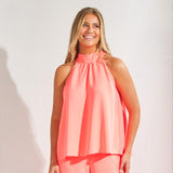 Haltertop met striksluiting - Fluo oranje