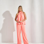 Haltertop met striksluiting - Fluo oranje