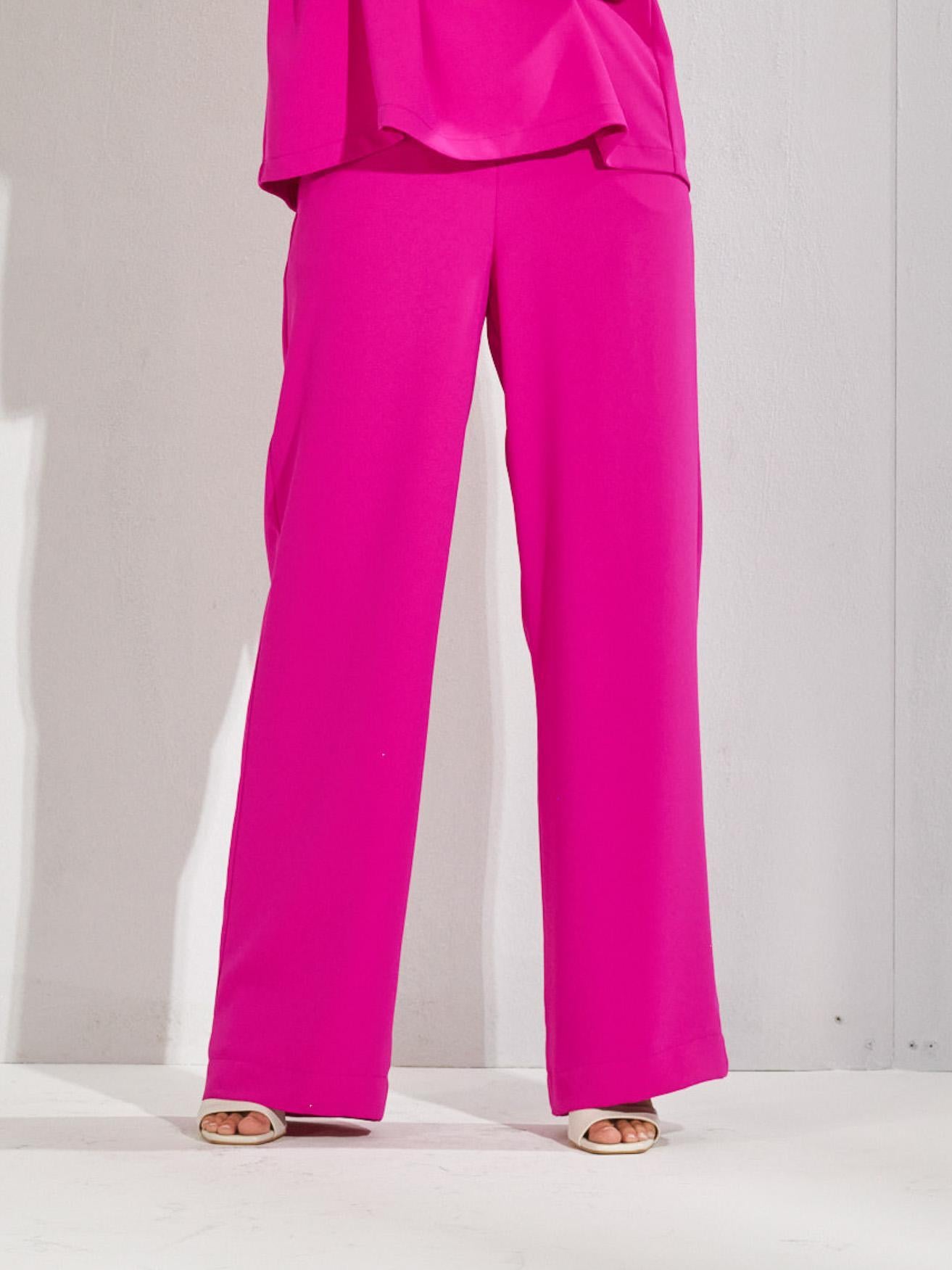 Broek met rekker in de taille - Fuxia