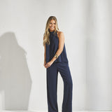 Broek met rekker in de taille - Navy