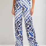Broek met rekker in de taille - Santorini blue