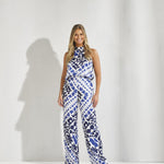 Broek met rekker in de taille - Santorini blue
