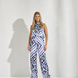 Broek met rekker in de taille - Santorini blue
