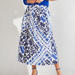 A-lijn rok met print - Santorini blue