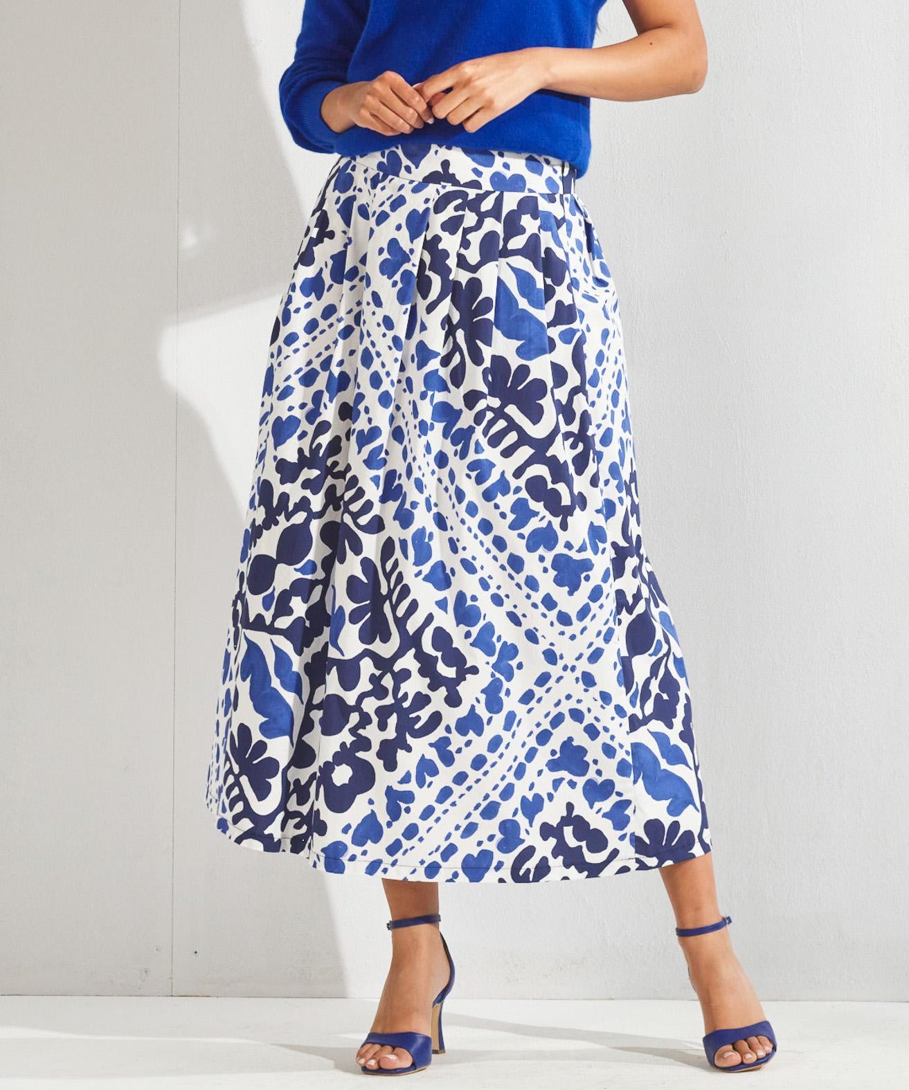 A-lijn rok met print - Santorini blue