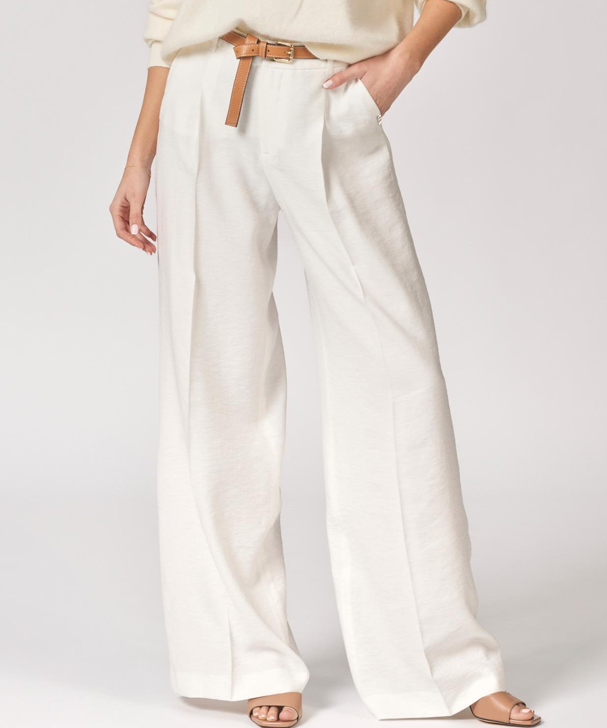 Broek met bandplooi - Wit