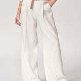 Broek met bandplooi - Wit