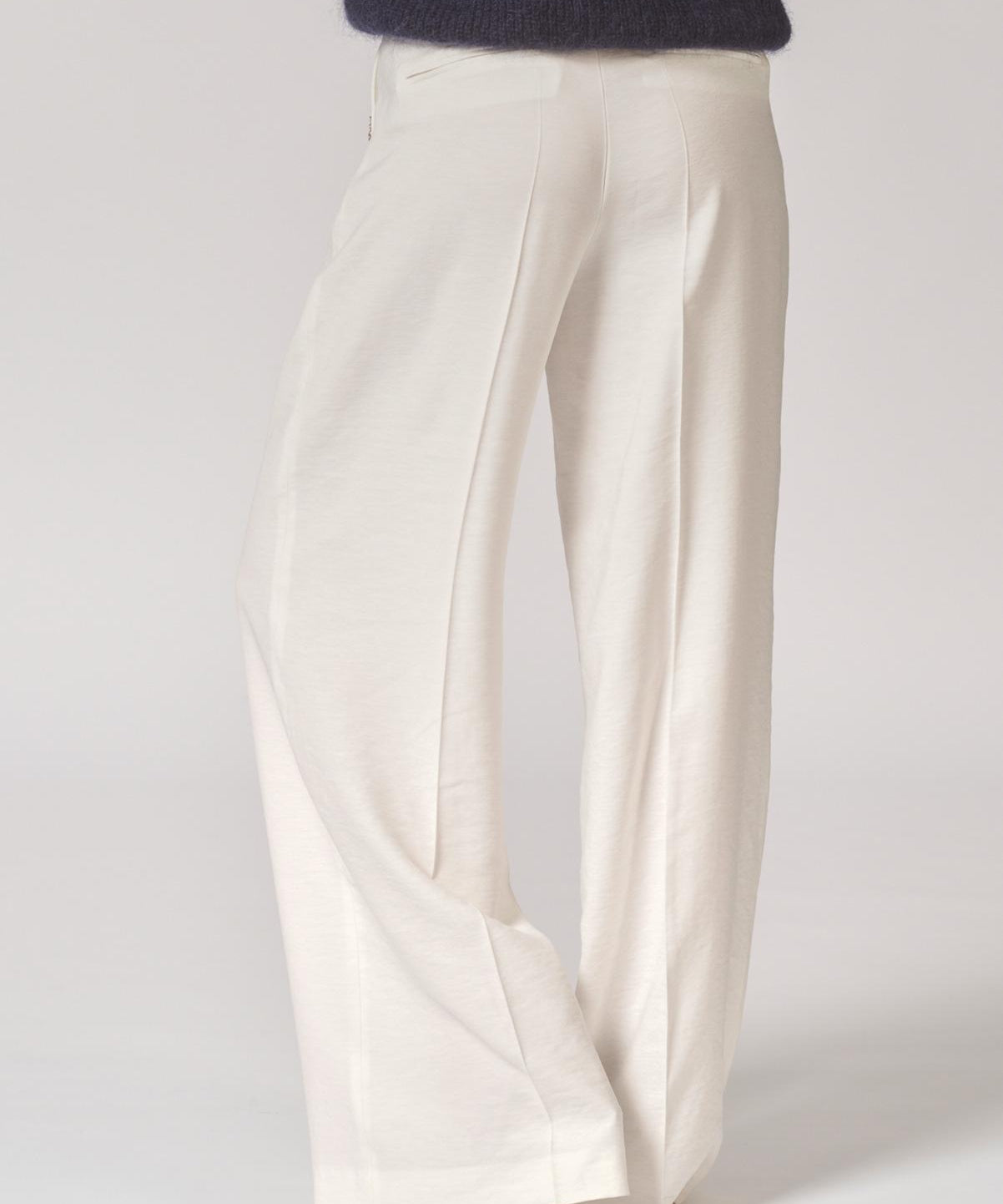 Broek met bandplooi - Wit