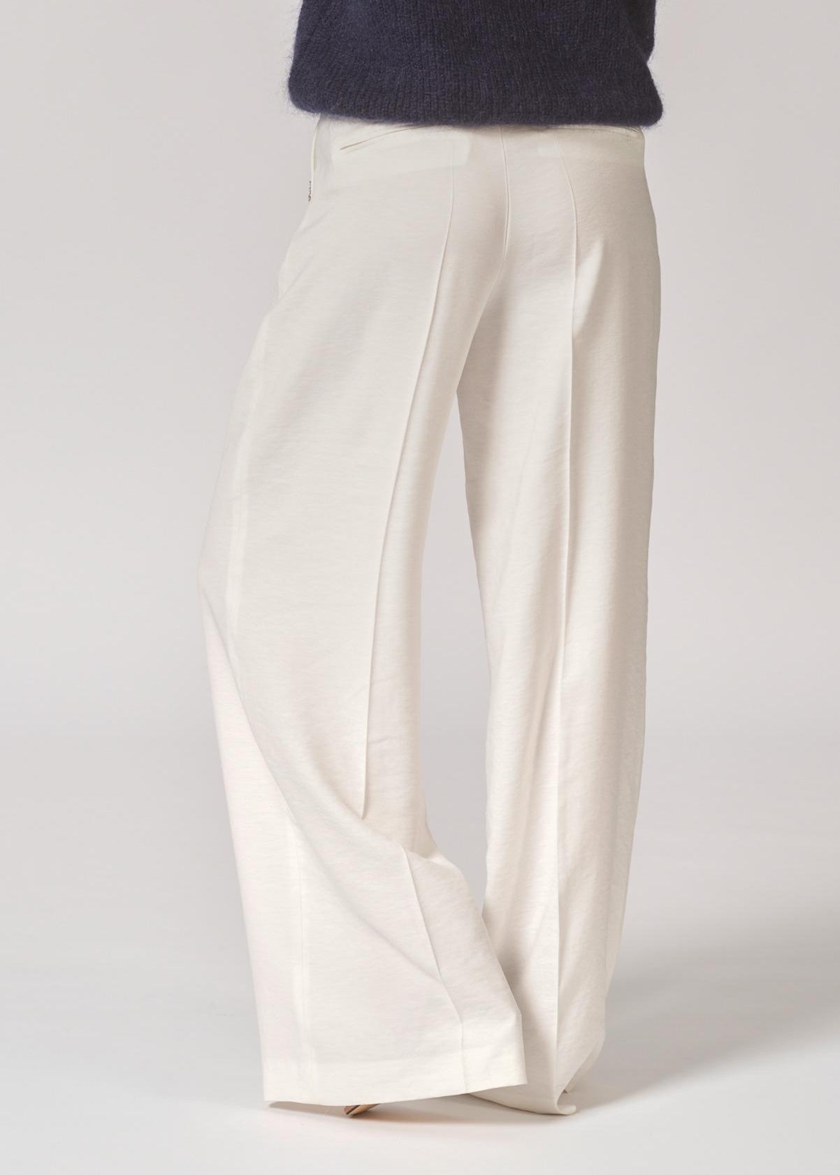 Broek met bandplooi - Wit
