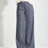 Broek met bandplooi - Navy melange