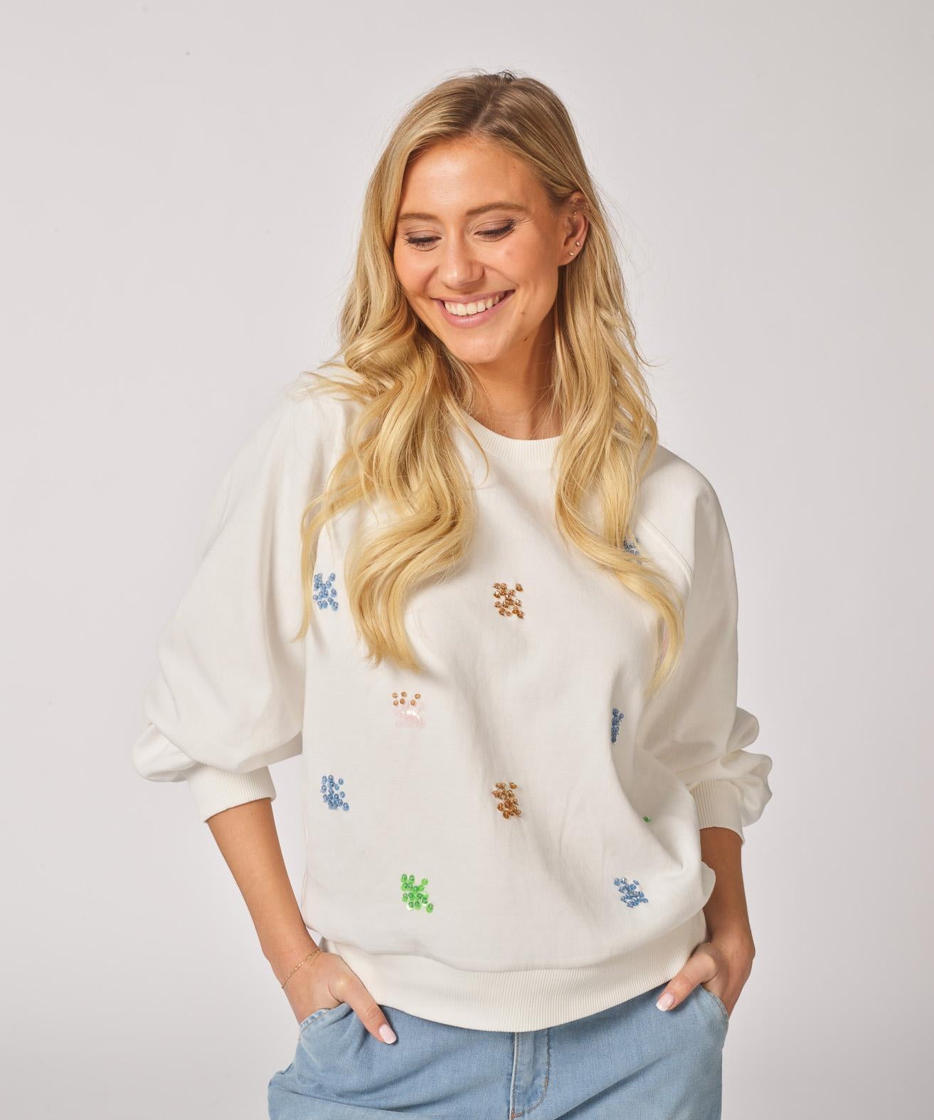 Sweater met pailletten - Wit