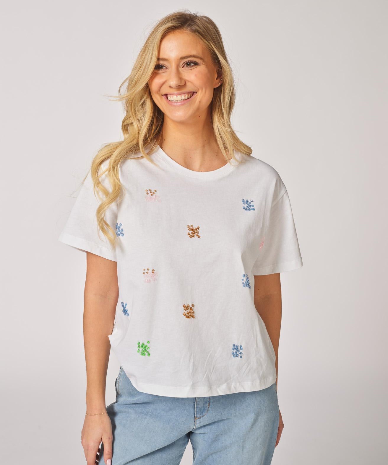 T-shirt met pailletten - Wit