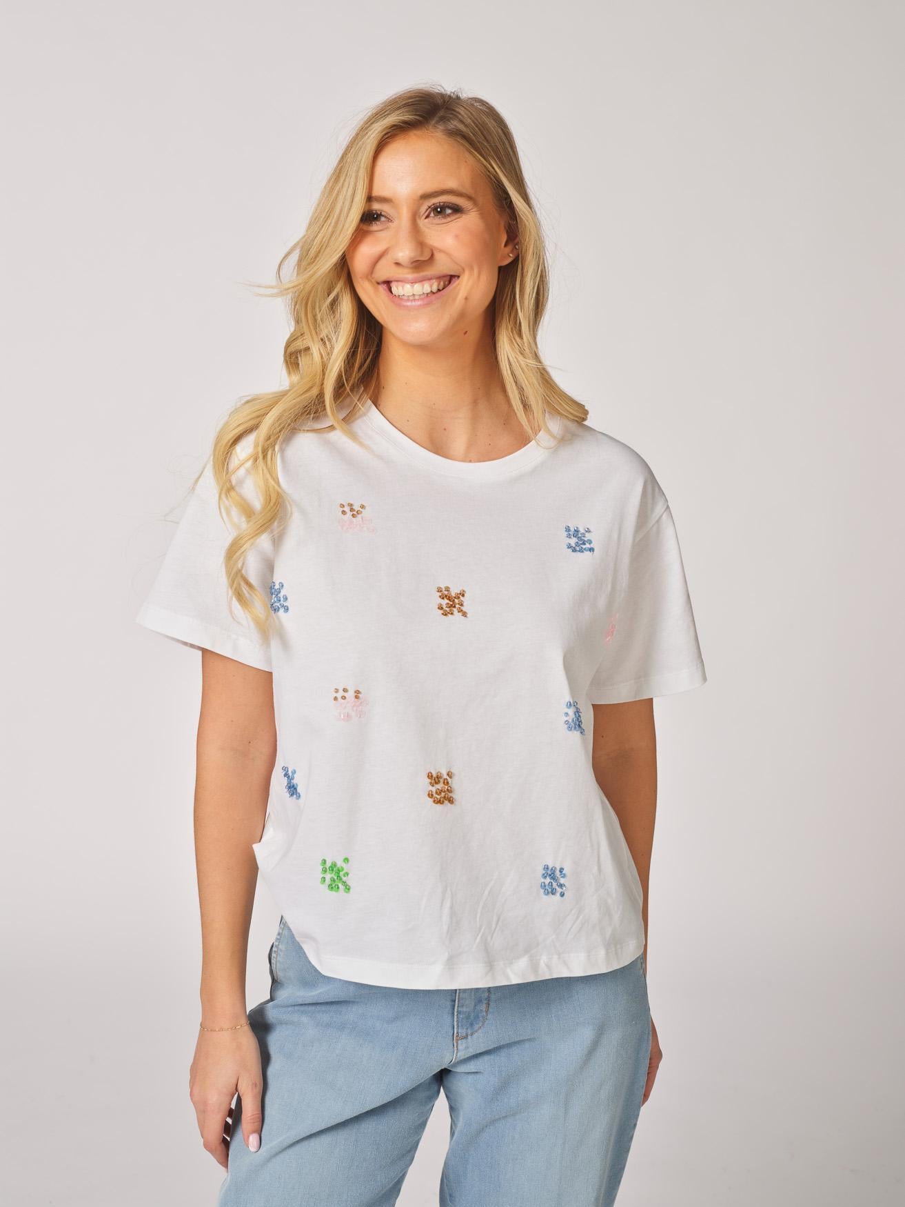 T-shirt met pailletten - Wit