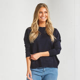 Fijne trui met ronde kraag - Navy