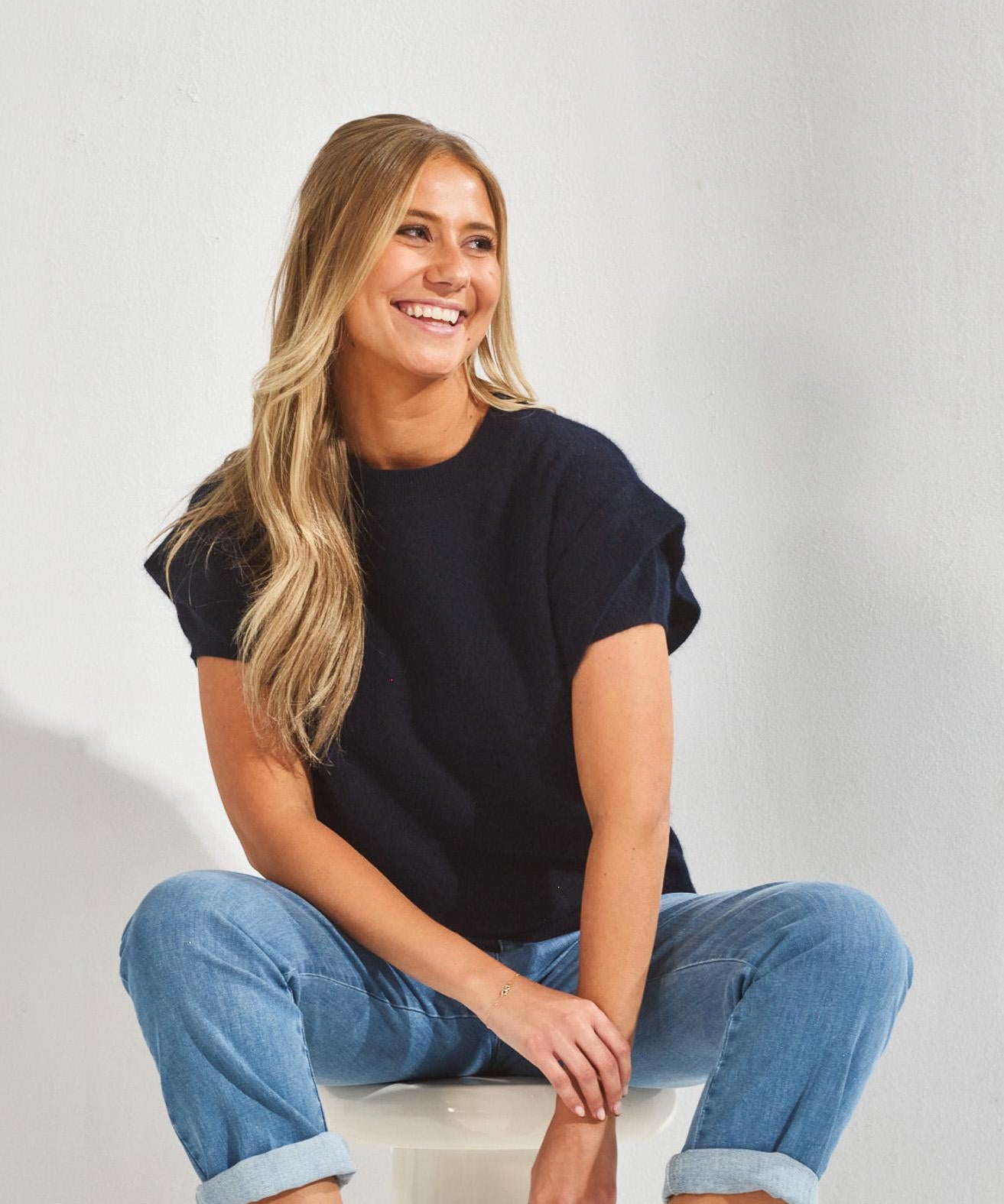 Pull met schouder detail - Navy