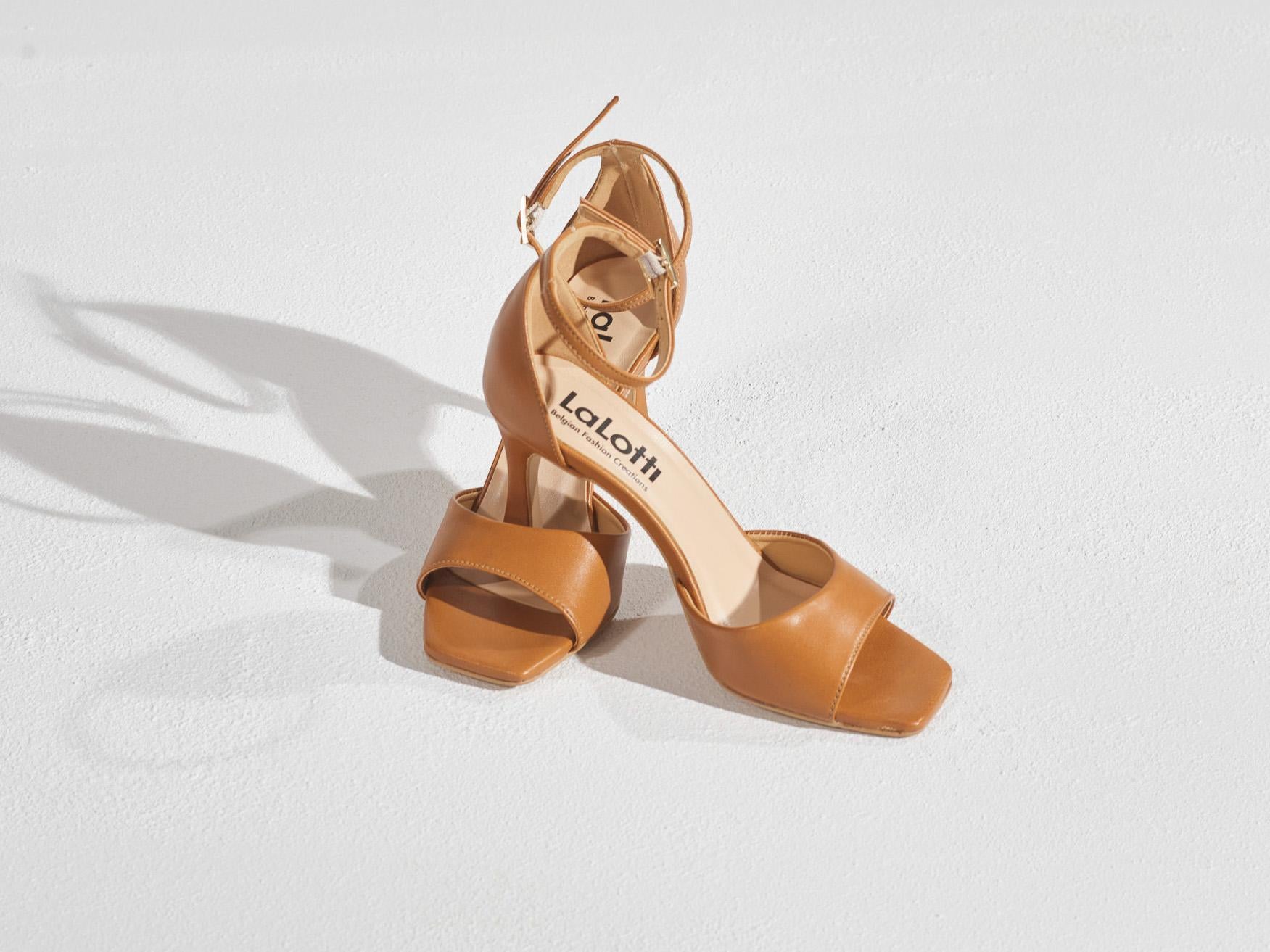 High heels met open teen - Camel