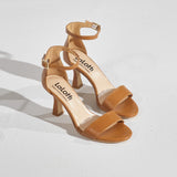 High heels met open teen - Camel