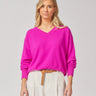 Pull met v-hals - Fuxia