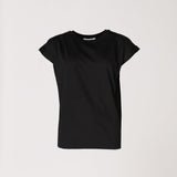 T-shirt met plooien op schouder - Zwart