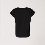T-shirt met plooien op schouder - Zwart