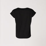 T-shirt met plooien op schouder - Zwart