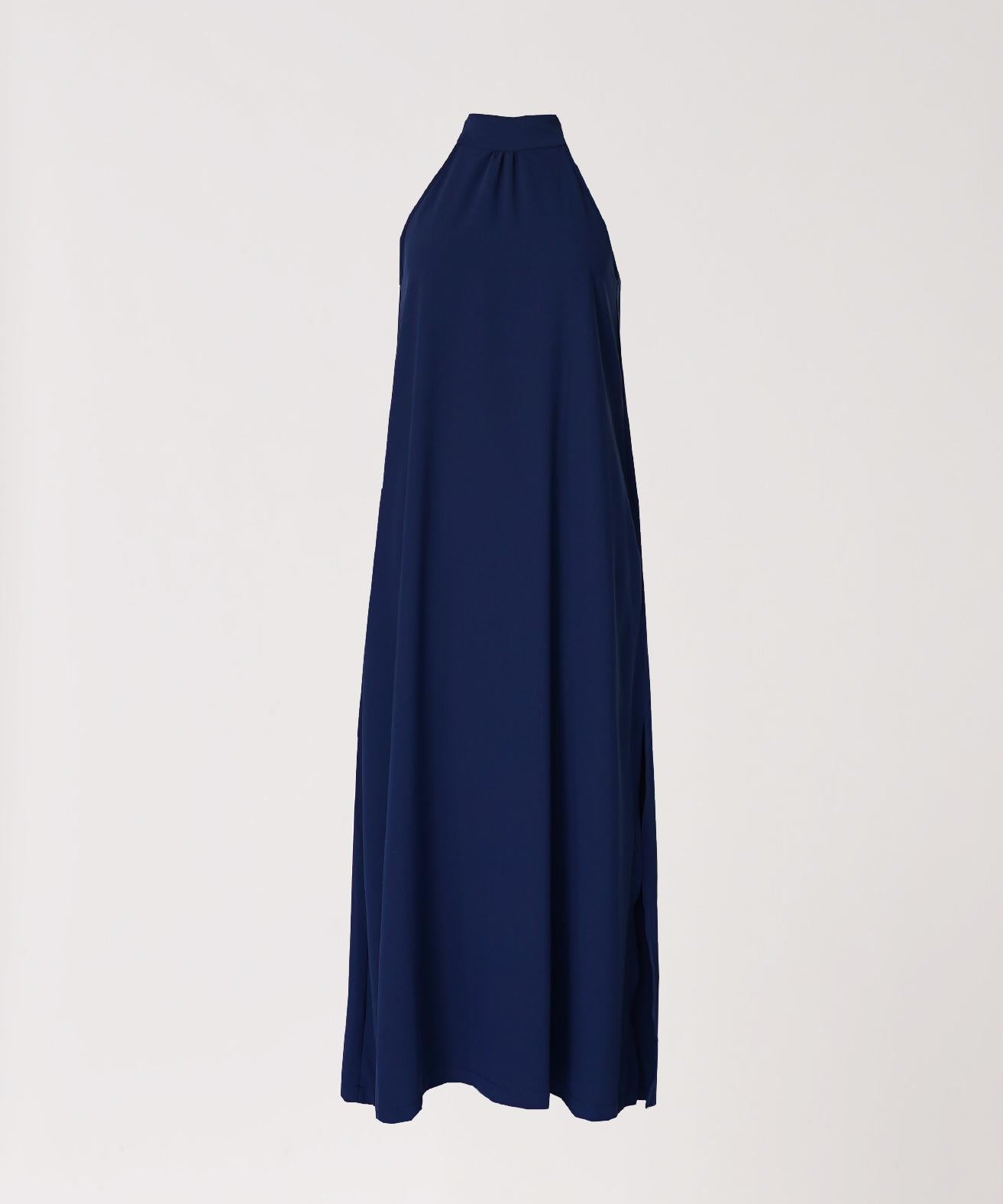 Lange jurk met halternek - Navy