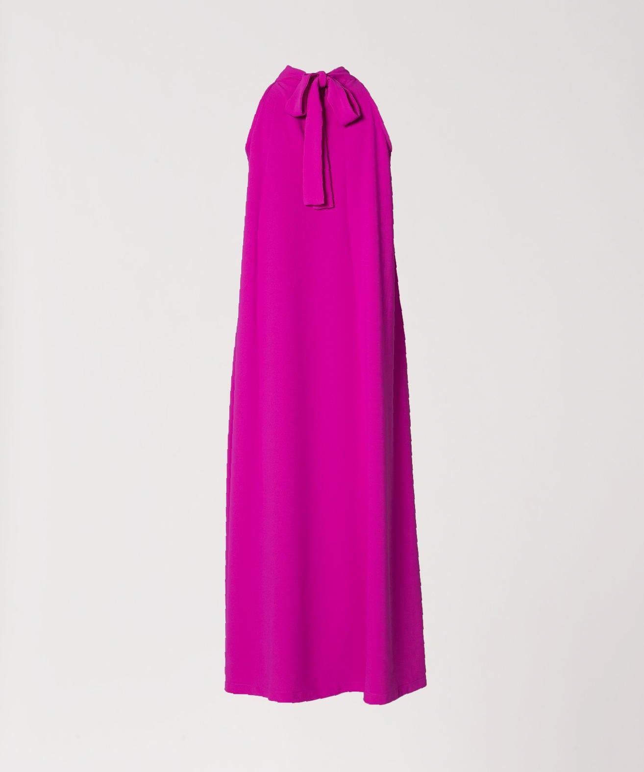 Lange jurk met halternek - Fuxia