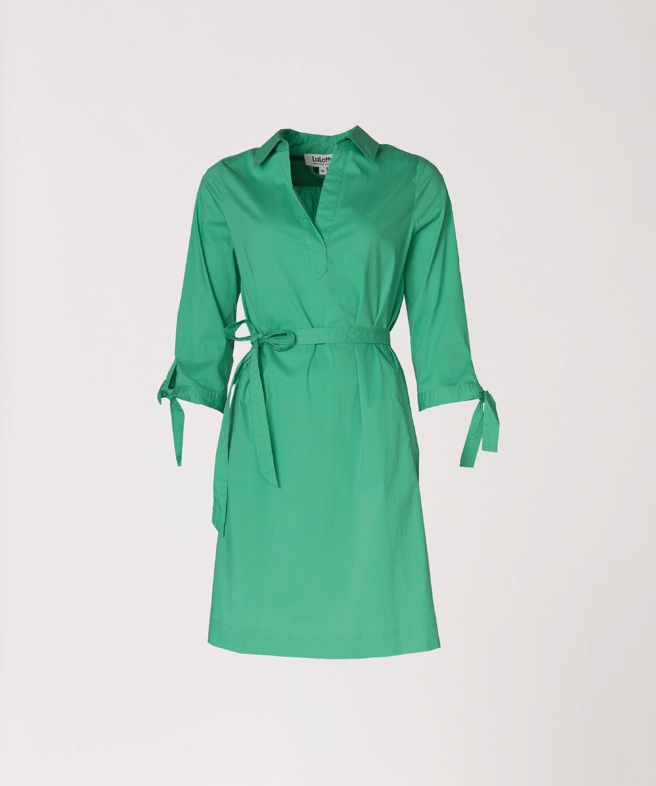 Korte jurk met kraag - Groen