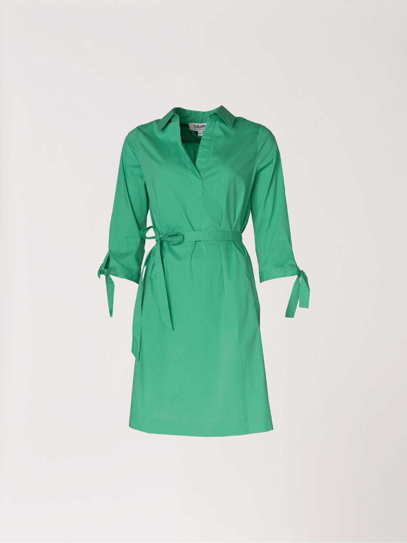 Korte jurk met kraag - Groen