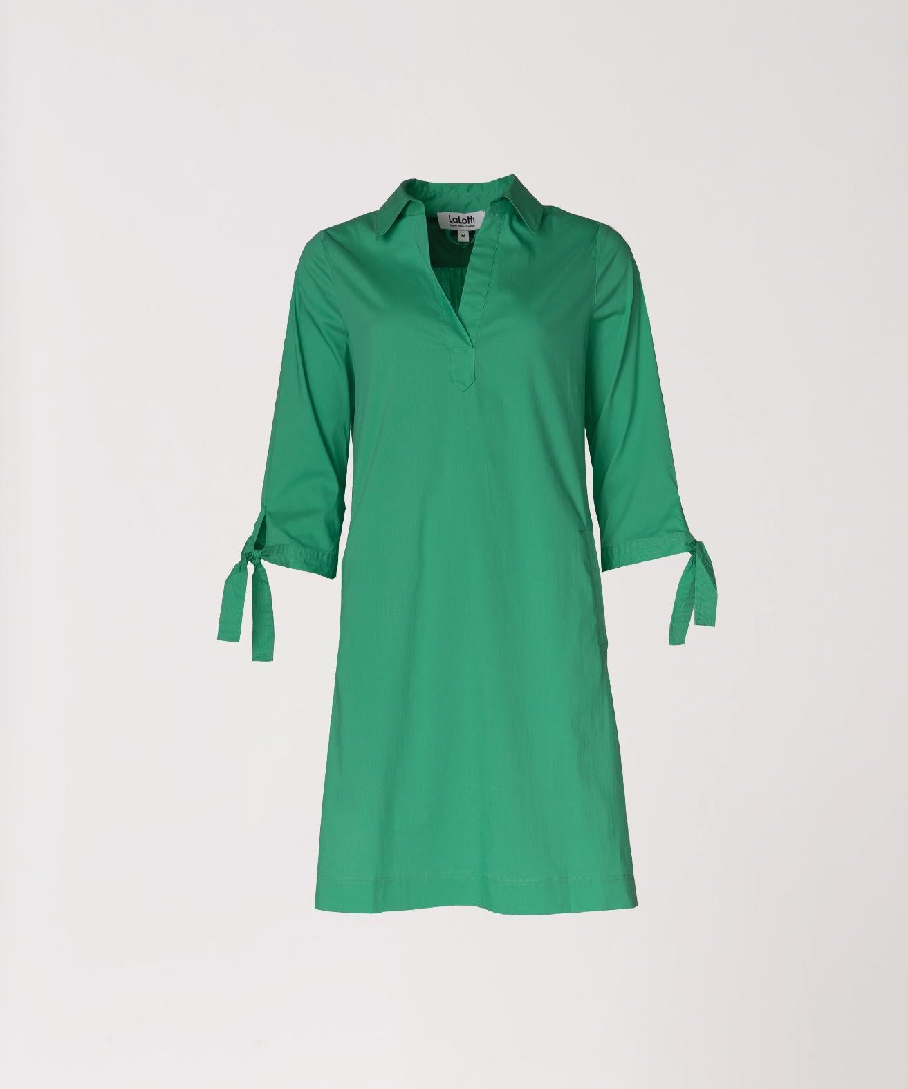 Korte jurk met kraag - Groen
