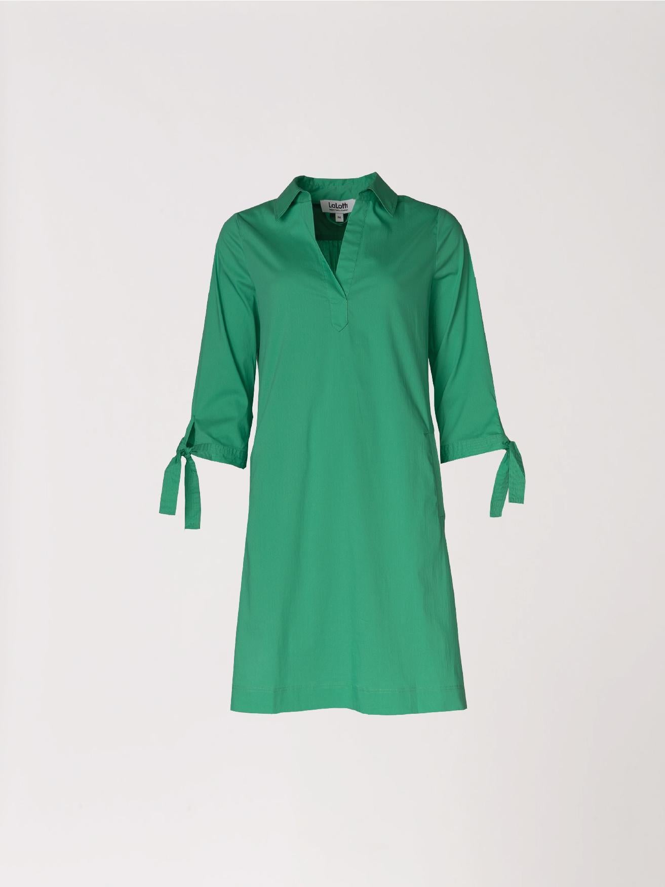 Korte jurk met kraag - Groen