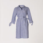 Korte jurk met kraag - Blauw streep