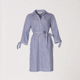 Korte jurk met kraag - Blauw streep
