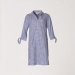 Korte jurk met kraag - Blauw streep