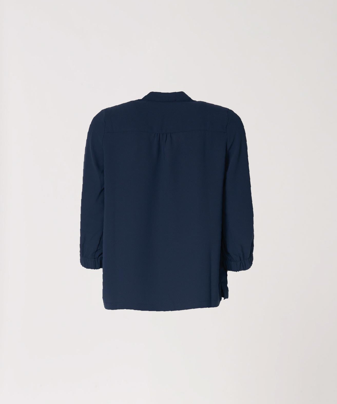 Klassieke bloes met subtiele fronsjes - Navy