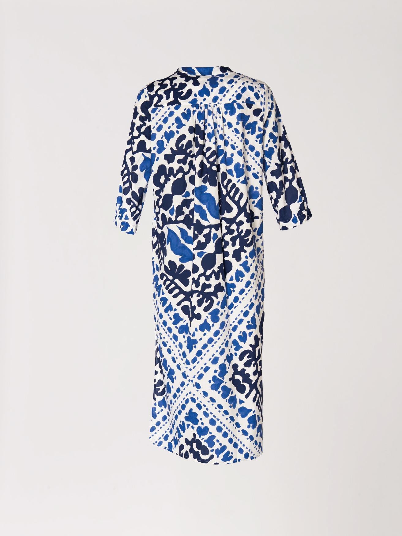 Lange jurk met tailleriem - Santorini blue