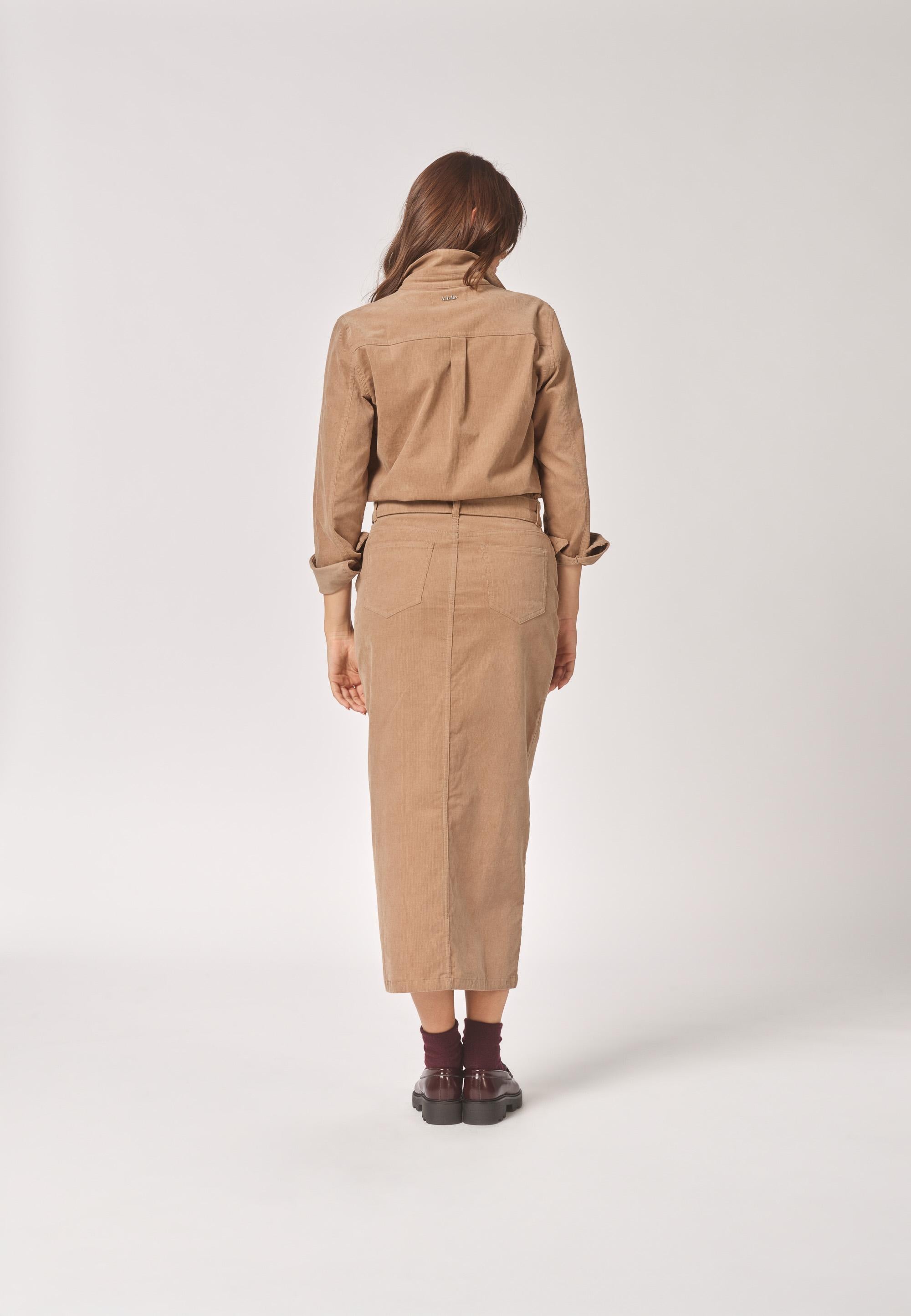 Jurk in ribfluweel - Camel