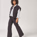 Wijde broek middelhoge taille - Navy