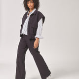 Wijde broek middelhoge taille - Navy