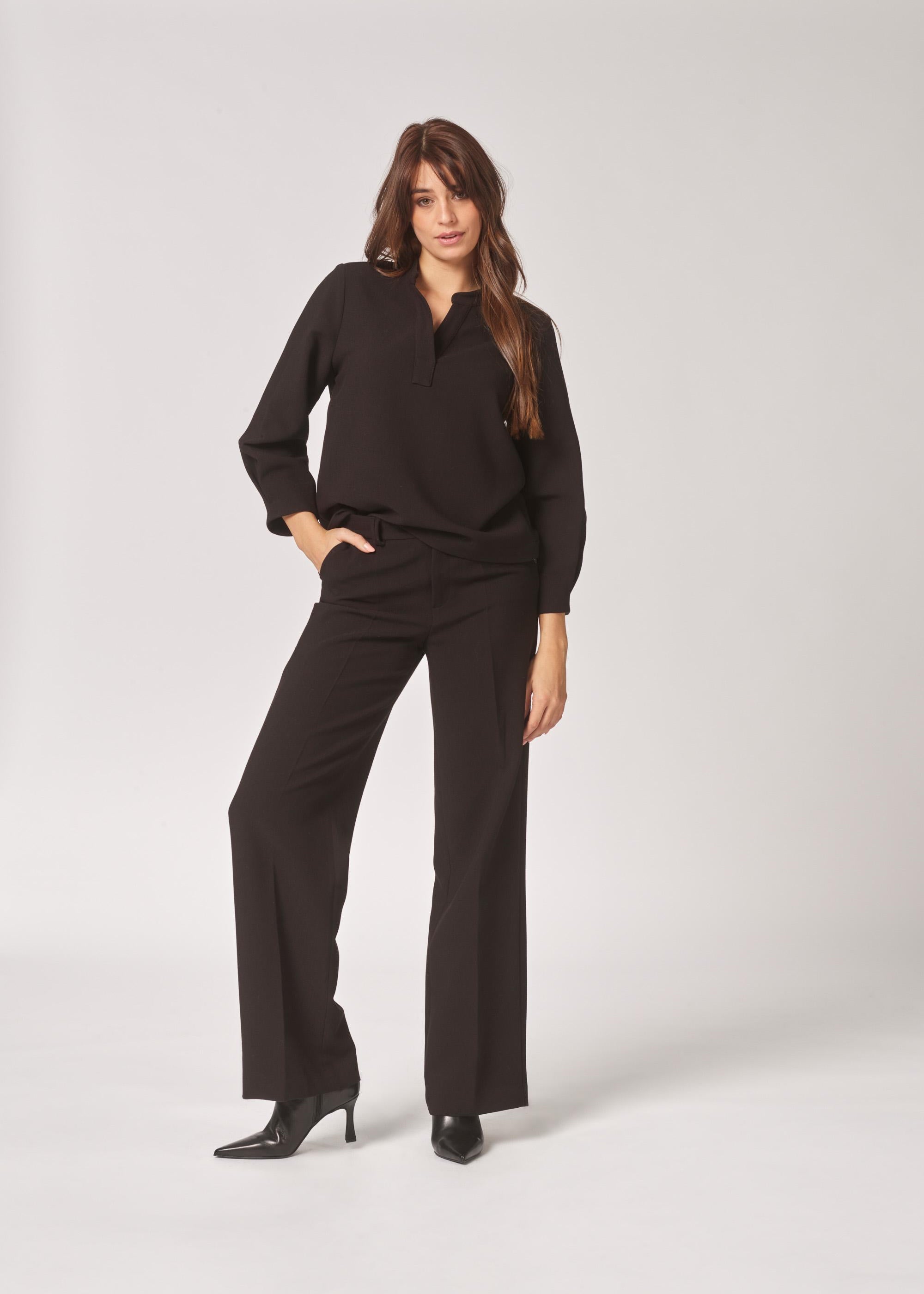 Wijde broek middelhoge taille - Black
