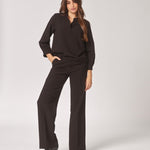 Wijde broek middelhoge taille - Black