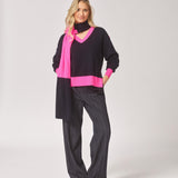 Stretch broek met wijde pijpen - Navy