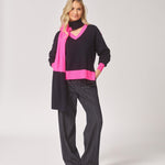 Stretch broek met wijde pijpen - Navy