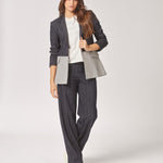 Stretch broek met wijde pijpen - Navy