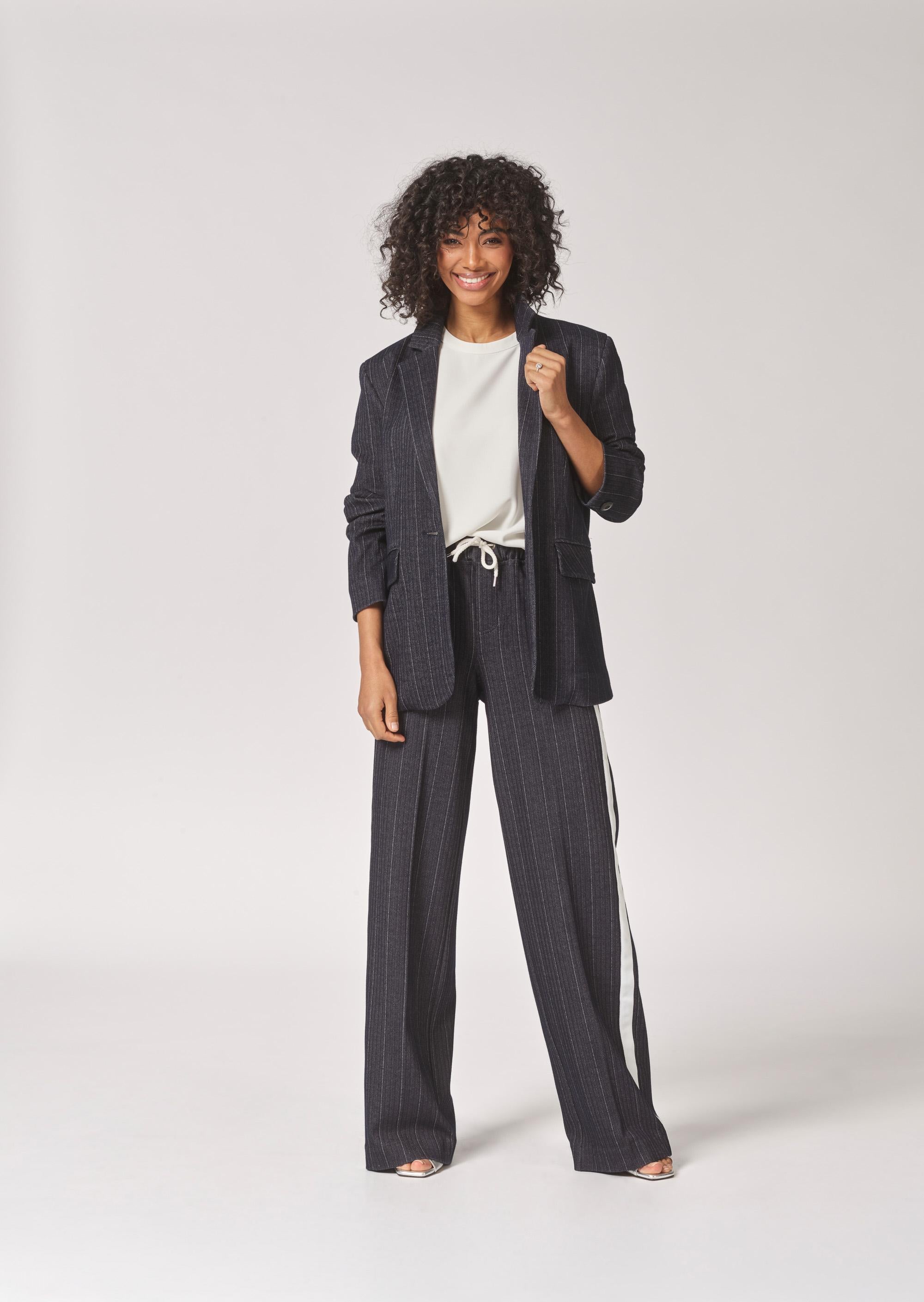 Comfy broek met brede pijpen - Navy Stripe