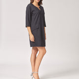 Rechte jurk met zakjes - Krijtstreep