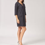 Rechte jurk met zakjes - Krijtstreep