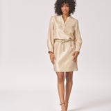 Satijnen jurk met v-hals - Gold